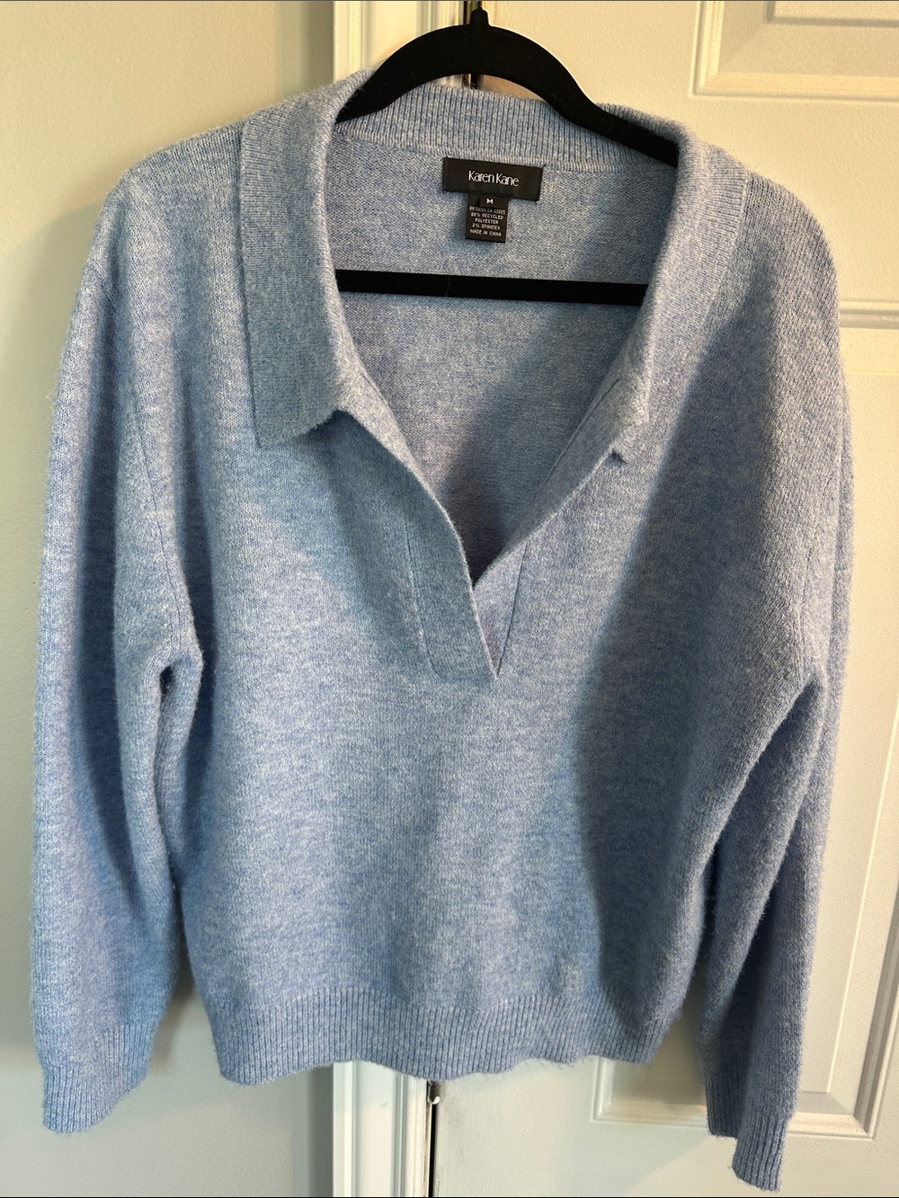Karen Kane Light Blue V-Neck Collared Sweater